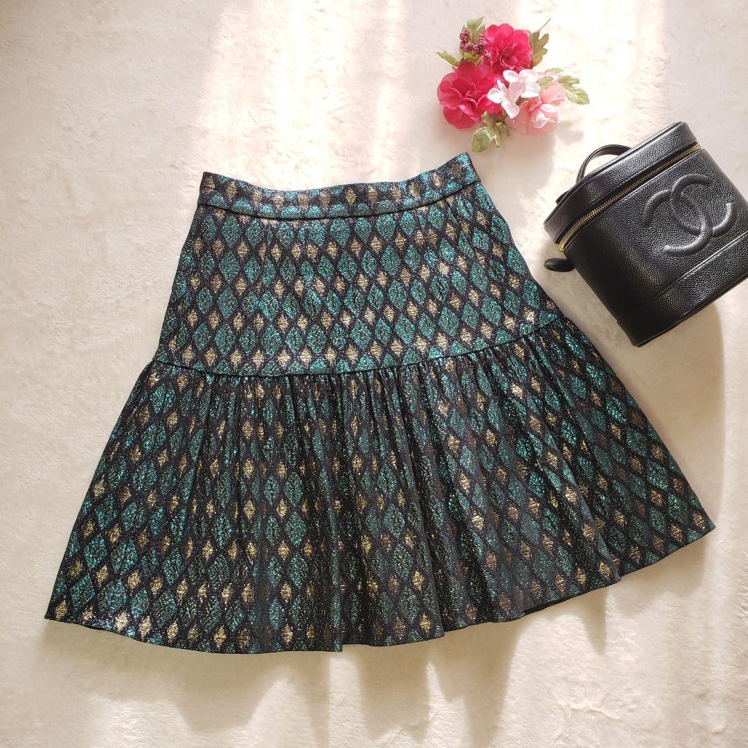 DOLCE&GABBANA　メタリック　マルチカラー　ジャガード　レーススカート