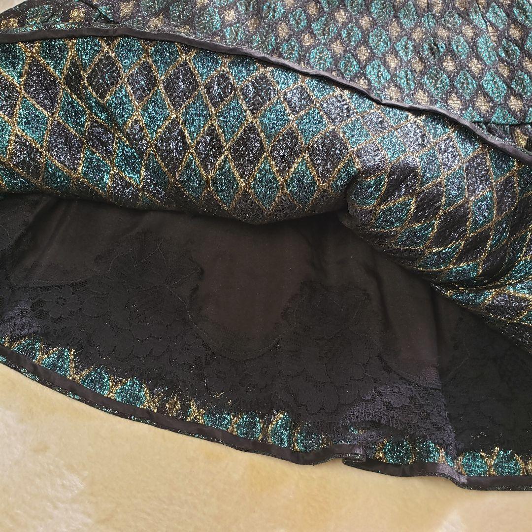 DOLCE&GABBANA　メタリック　マルチカラー　ジャガード　レーススカート