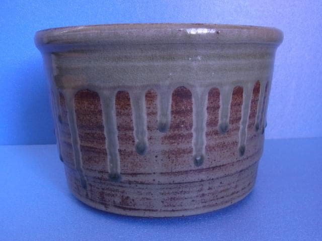 益子焼　中村文昌　緑灰釉水指　緑釉　共蓋　漆塗蓋　茶道具　共箱　落款　掛け流し