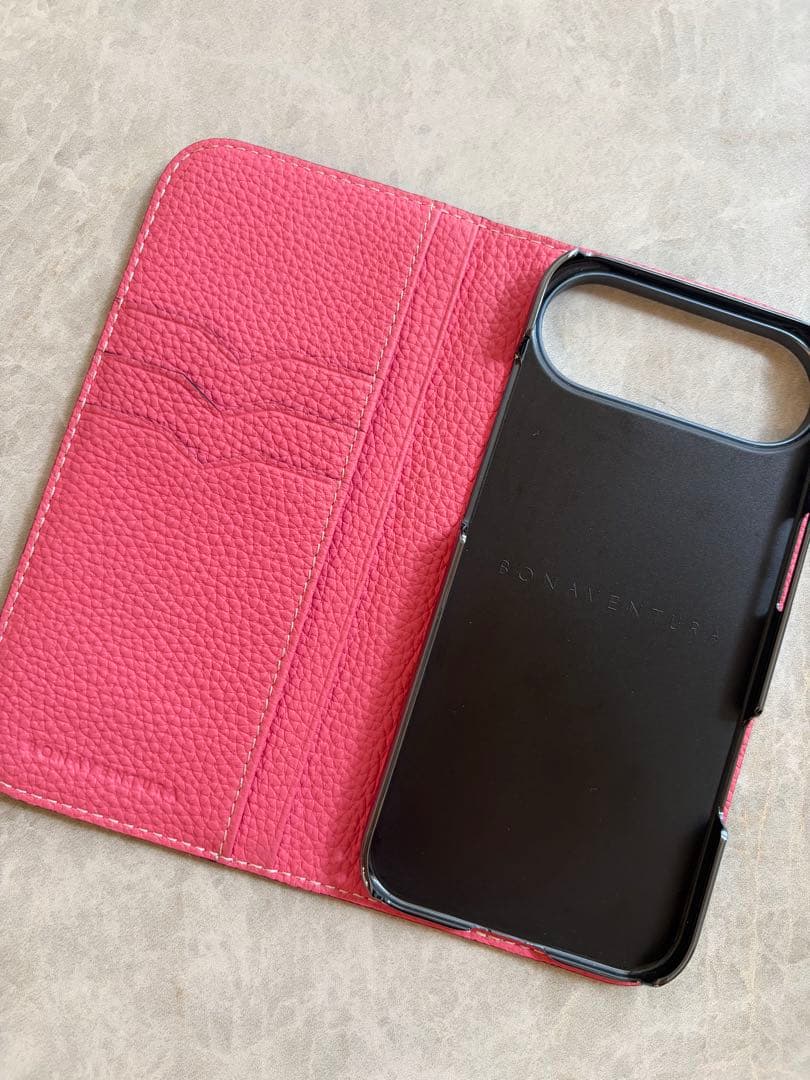 BONAVENTURA ピンク レザー 手帳型ケース iPhone17 Air