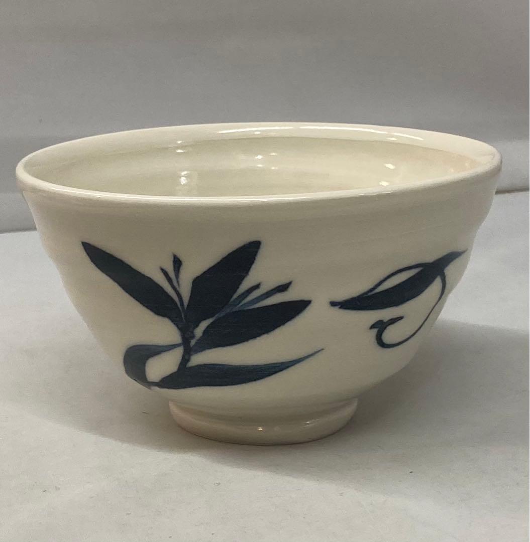 B143  備前花入・砥部白水茶碗・織部蓋置　茶道具3点セット　各共箱