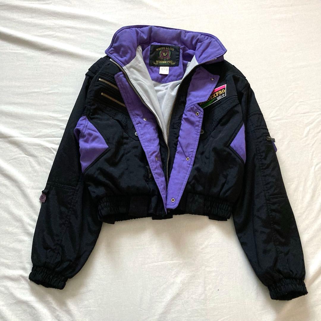 90s vintage shell black bomber jacket 短丈