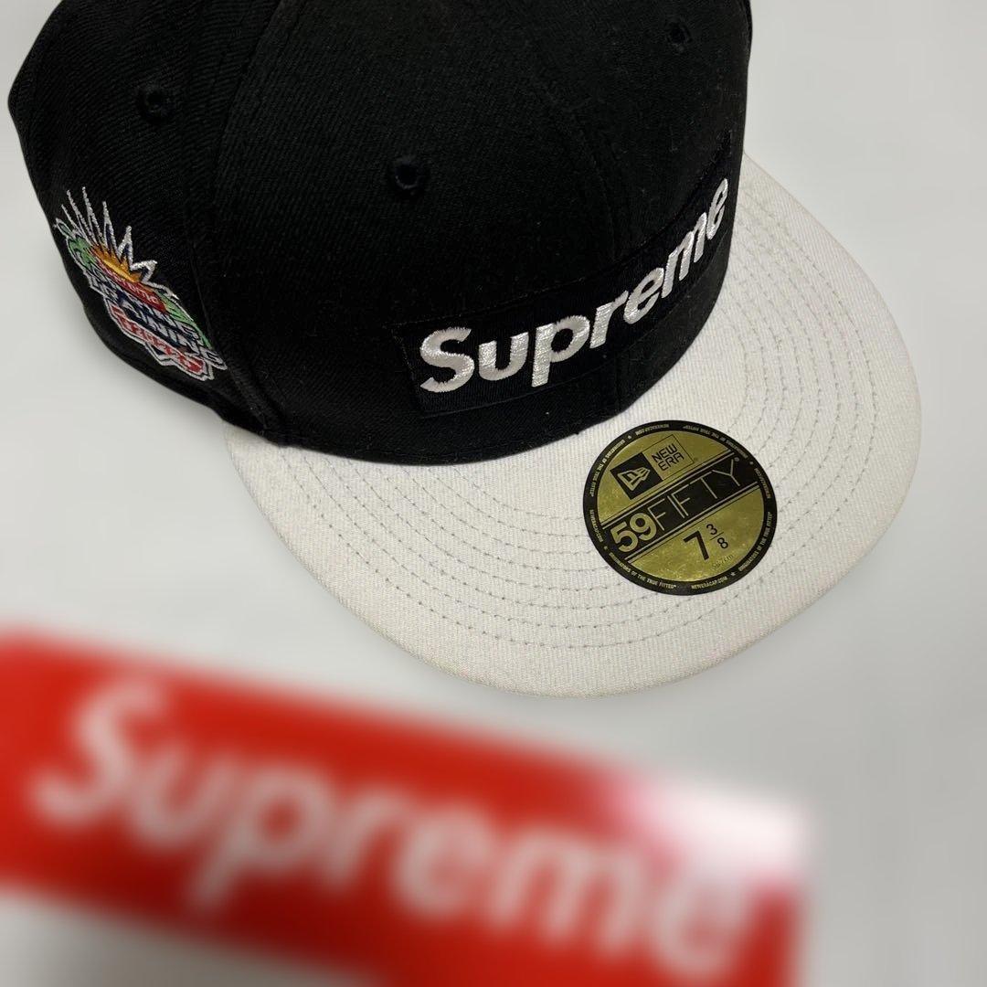 美Supreme キャップ59FIFTY 7 3/8完売58.7cmステッカー付