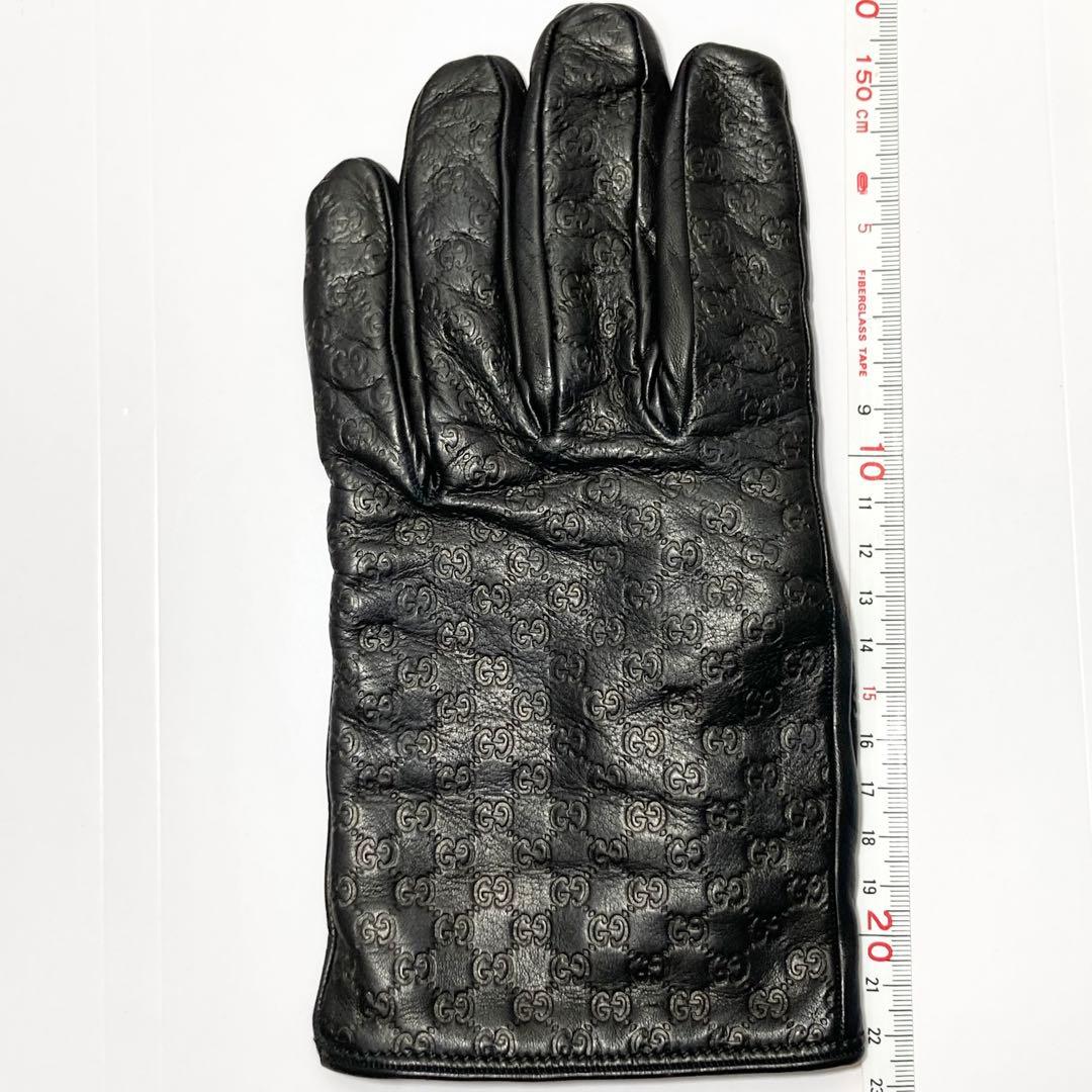 E9207 GUCCI グッチシマ GG レザー 手袋 グローブ カシミヤ100