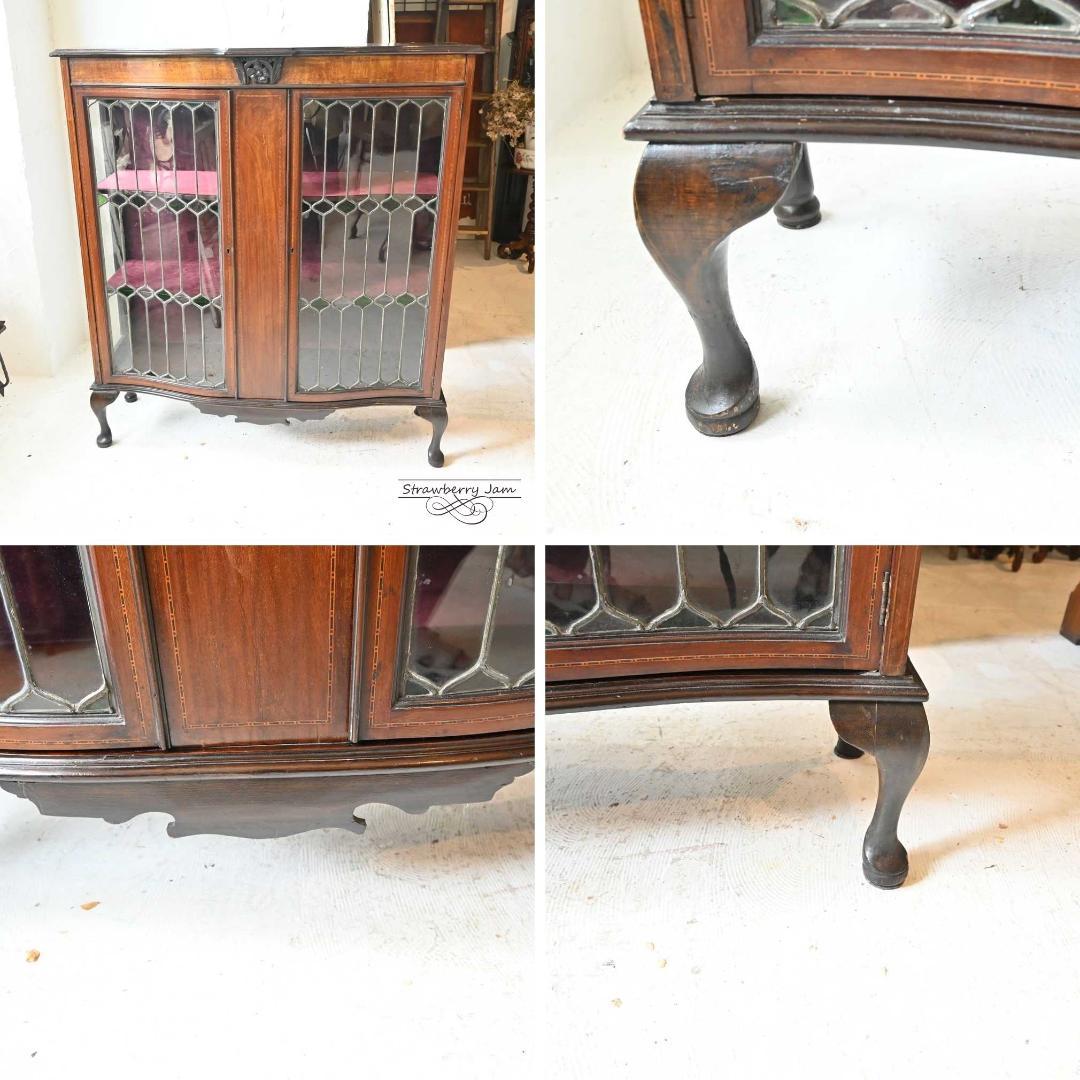 L3103-85 英国アンティーク ガラスキャビネット 食器棚 マホガニー