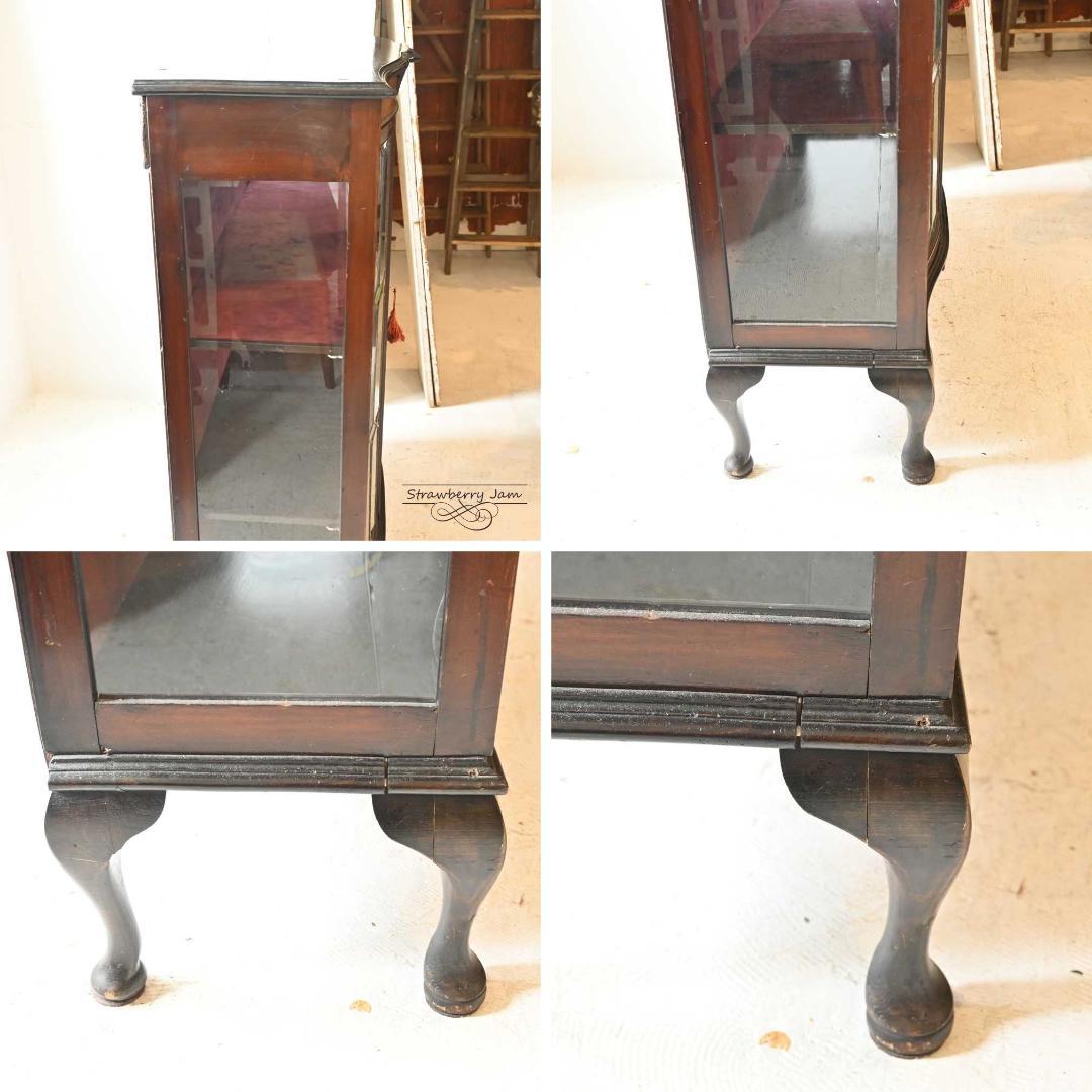 L3103-85 英国アンティーク ガラスキャビネット 食器棚 マホガニー