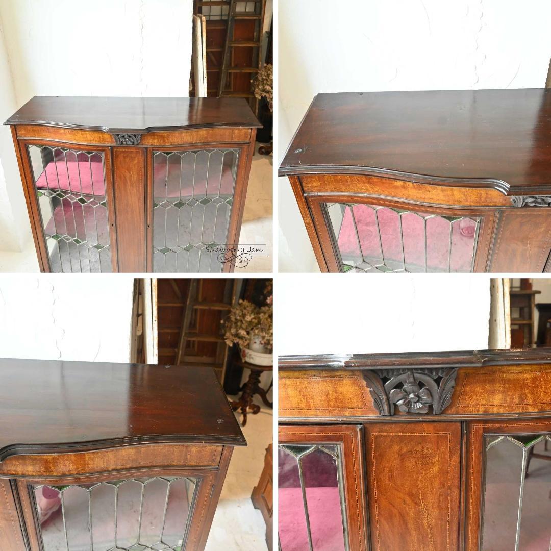 L3103-85 英国アンティーク ガラスキャビネット 食器棚 マホガニー