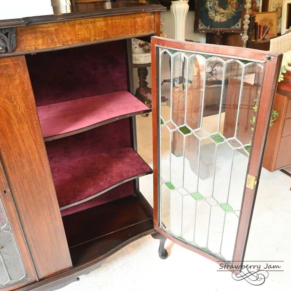 L3103-85 英国アンティーク ガラスキャビネット 食器棚 マホガニー