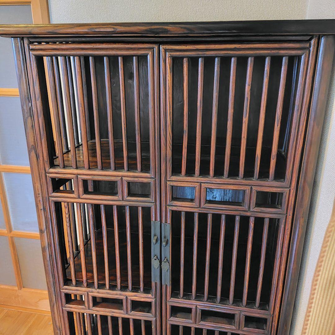 アンティーク調 木製収納キャビネット ダークブラウン