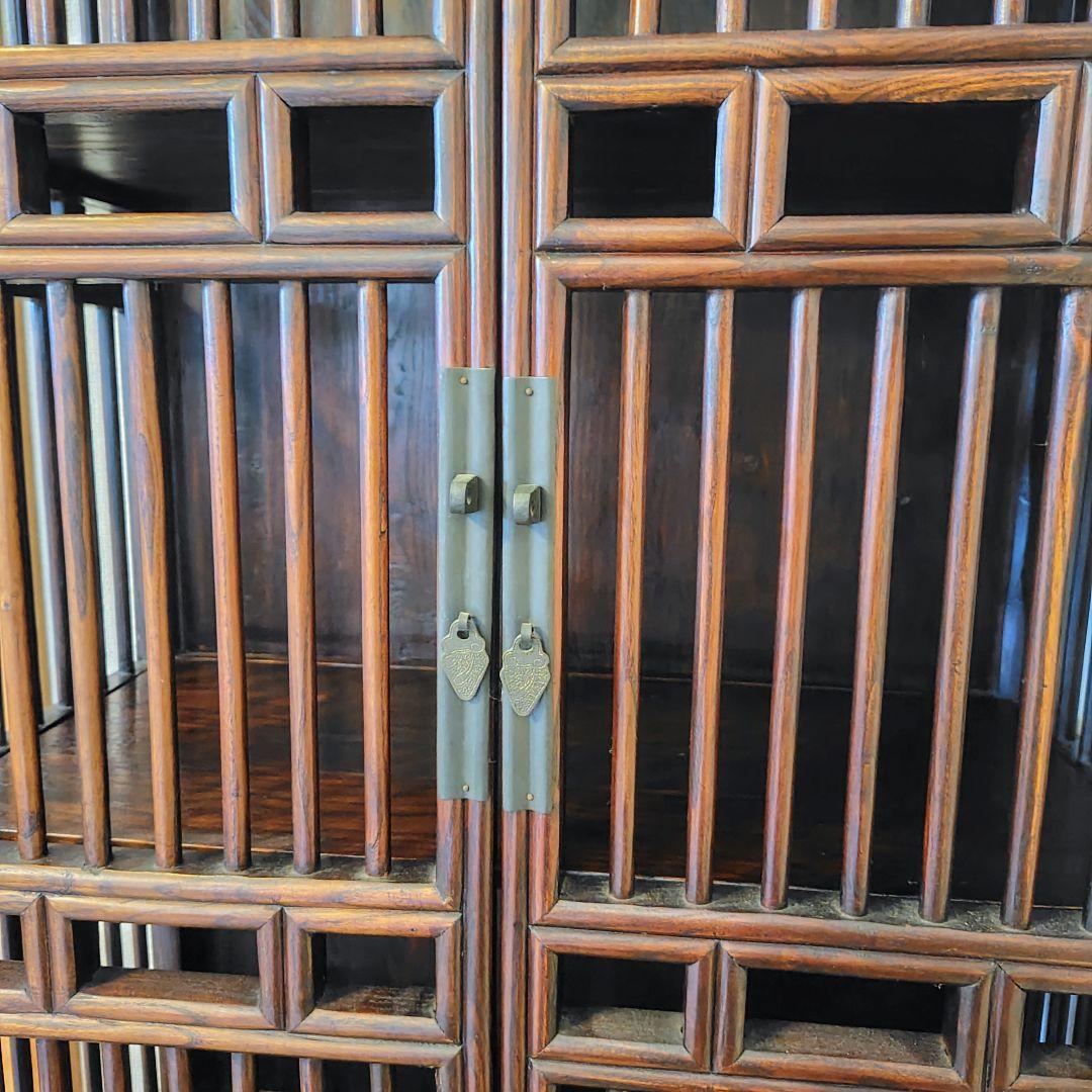 アンティーク調 木製収納キャビネット ダークブラウン