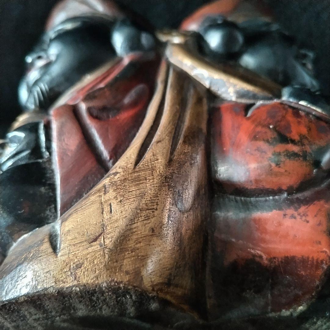 三面大黒天 木製 時代物 骨董品