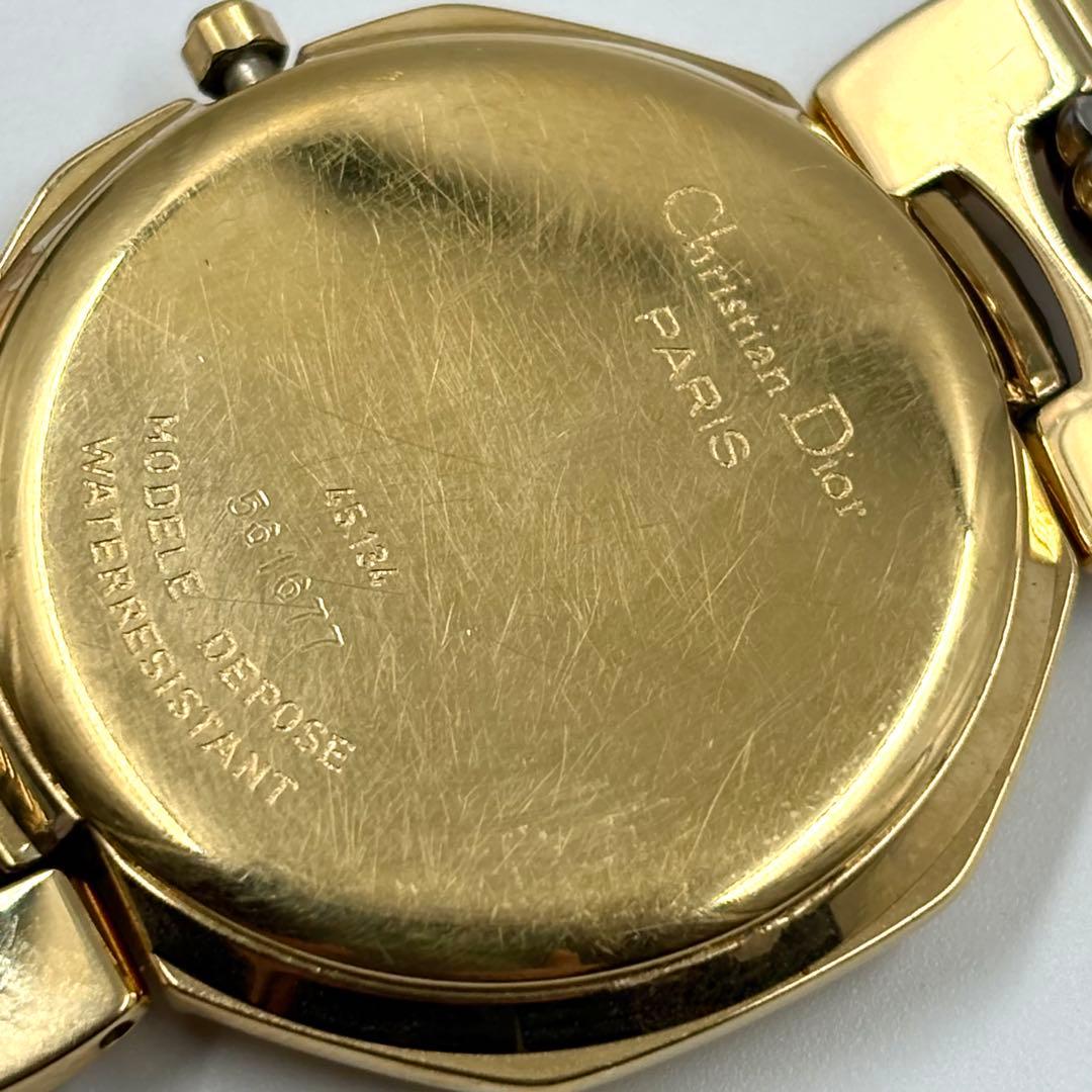 レア クリスチャンディオール 腕時計 ダイヤ11P オクタゴン ゴールド デイト