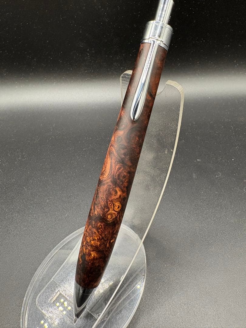 513極上　ホンジュラスローズウッド　瘤杢　木軸シャーペン　ボールペン