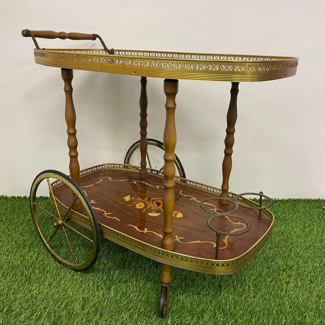 ワゴン キッチンワゴン イタリア製 アンティーク　象嵌