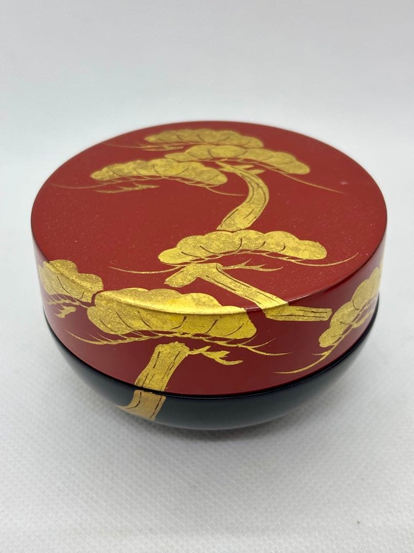 #朱漆蒔絵・糸目千筋瓢箪形・堆朱 牡丹 茶道具　棗3点セット　P-21