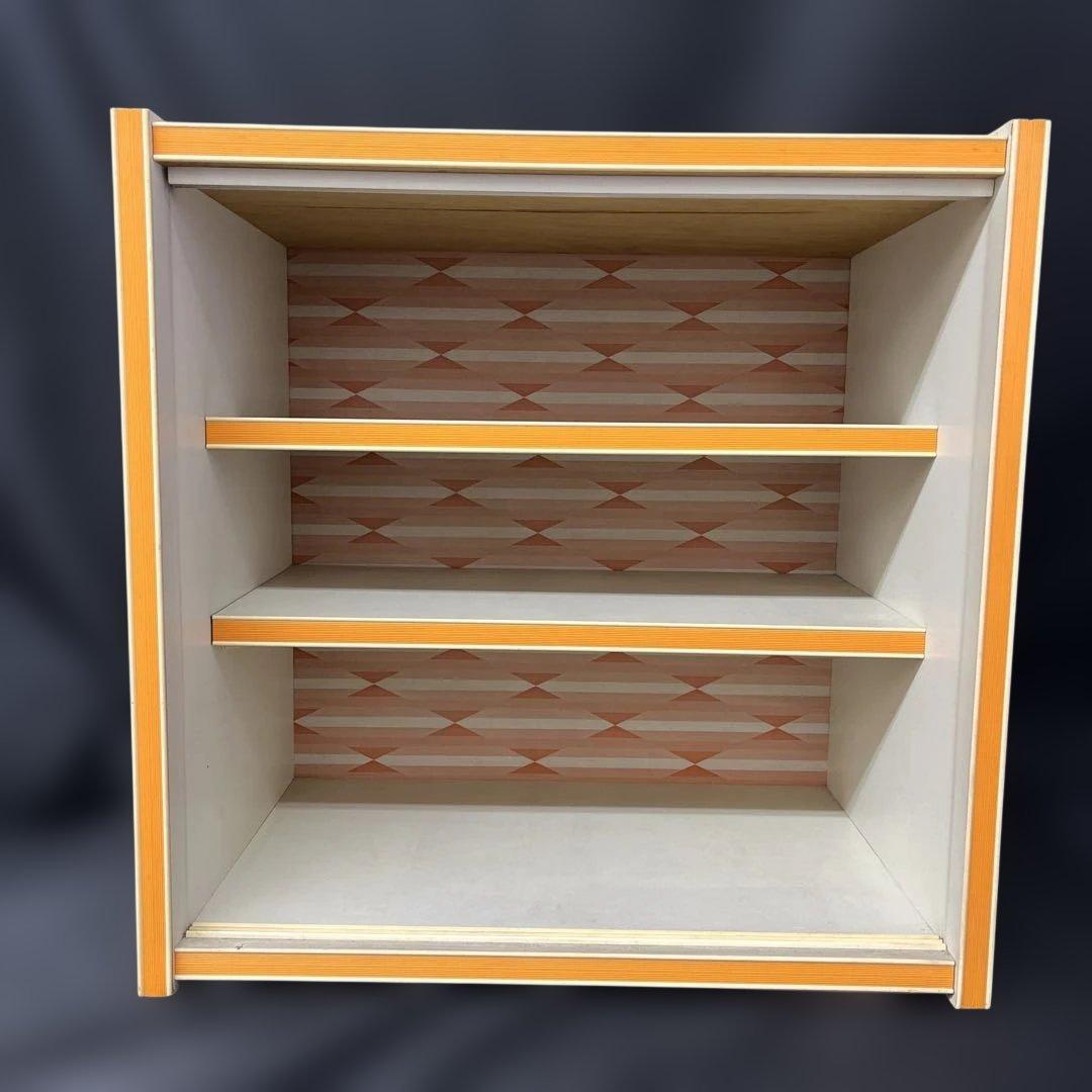 昭和レトロ　レトロポップ　飾り棚　ショーケース　オレンジ　古家具　インテリア