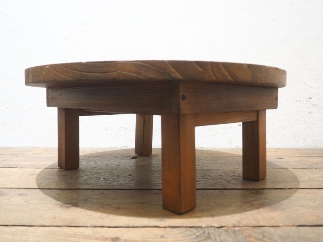 1310 折りたたみ式　レトロな丸ちゃぶ台　座卓　ローテーブル　古家具　古道具