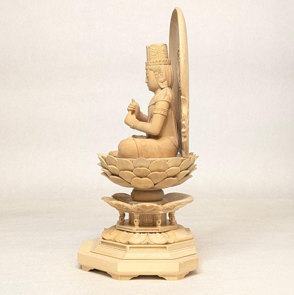 【フォロー割・新品】 大日如来　柘植　八角台座 高さ約23.5㎝　上彫　真言宗
