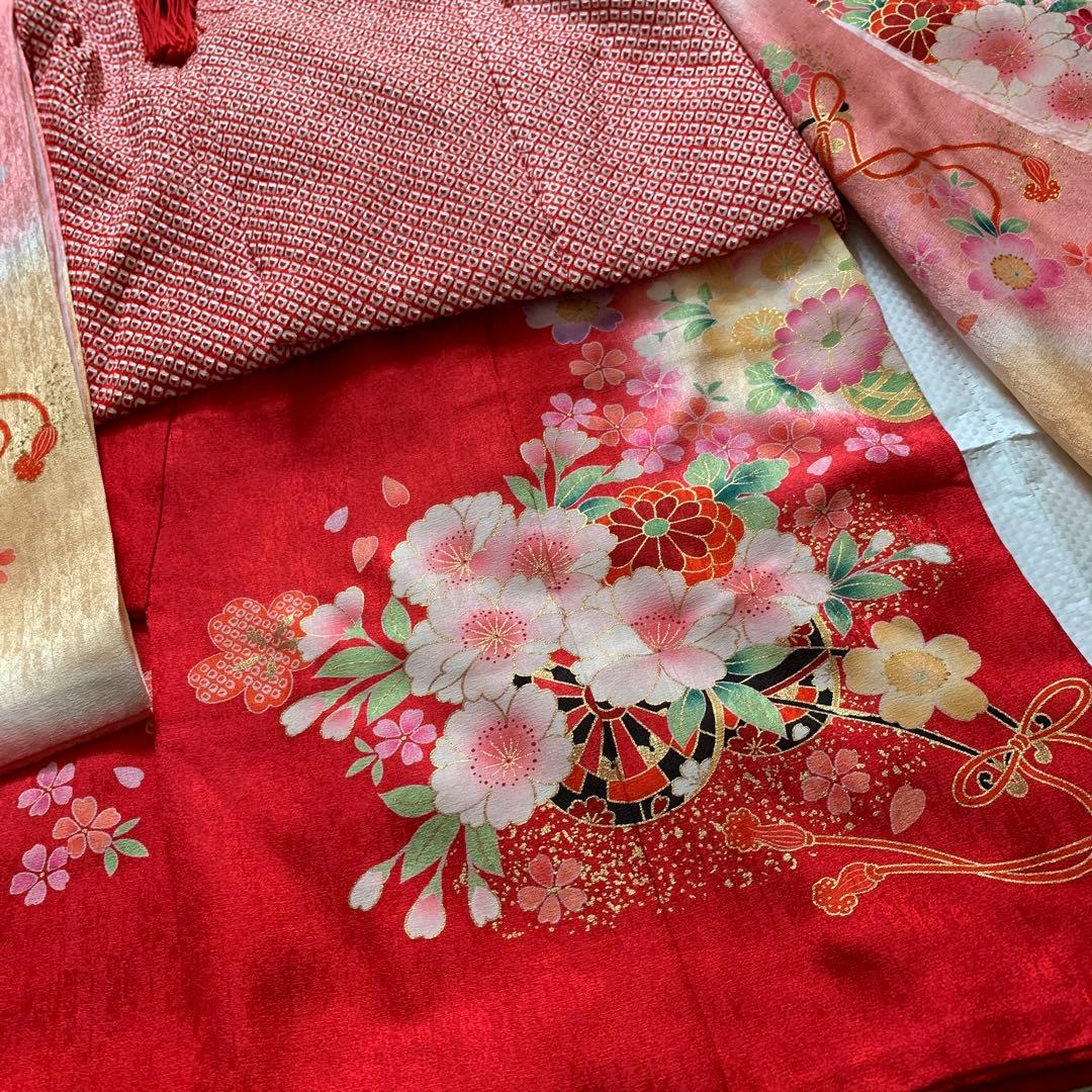 七五三　3歳　着物　被布　正絹