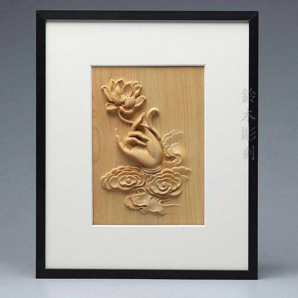 新作  蓮華の手 装飾壁画  彫刻  精密細工   彫刻工芸品