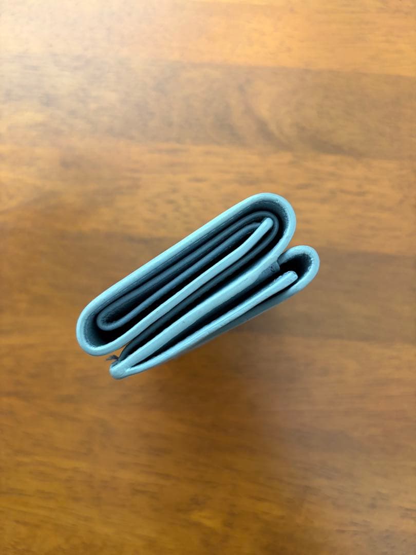 BALENCIAGA ペーパーミニウォレット　三つ折りミニ財布　ブルーグレー