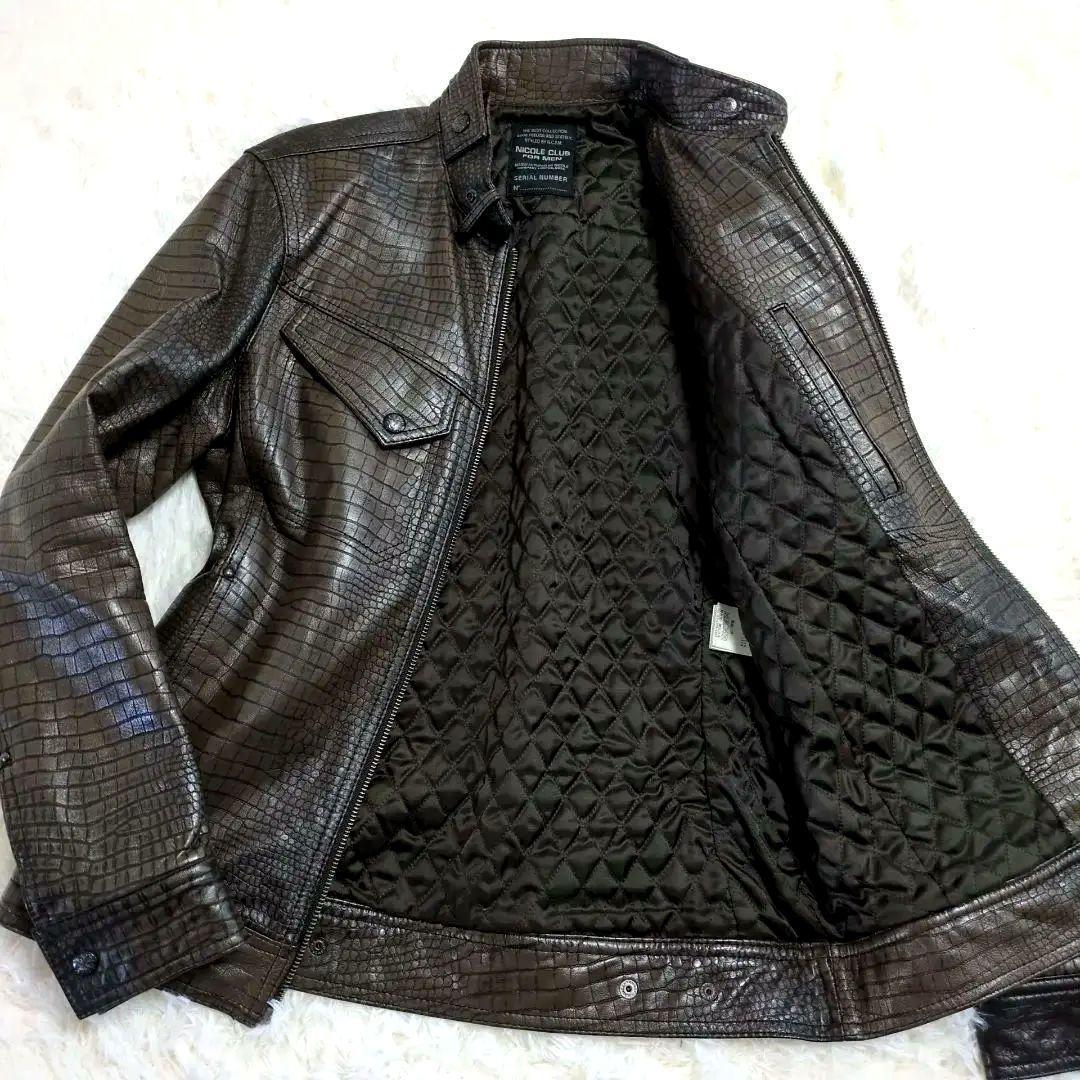 極上の逸品✨️クロコダイル 本革ライダース キルティング ダブルジップ 46