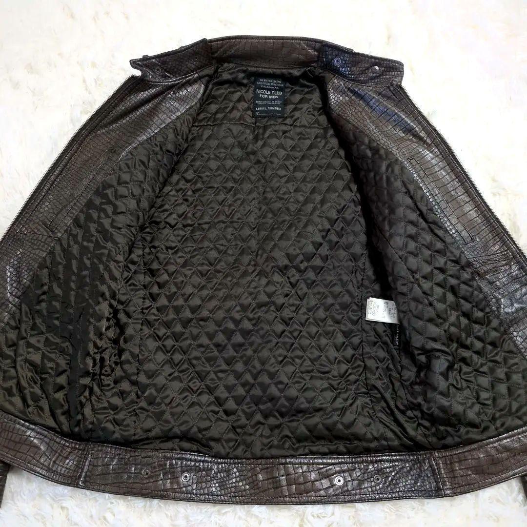 極上の逸品✨️クロコダイル 本革ライダース キルティング ダブルジップ 46