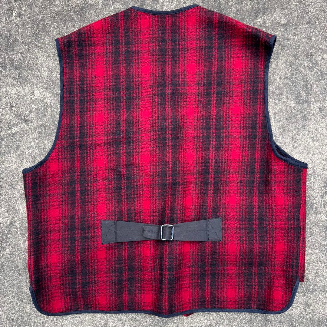 ウールリッチ 90's ウールベスト シャドーチェック 赤 黒 XL 肉厚 極暖