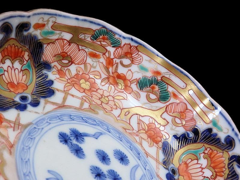 古伊万里　金襴手　松竹に牡丹の図　膾皿 ２客　E939AS-CQr