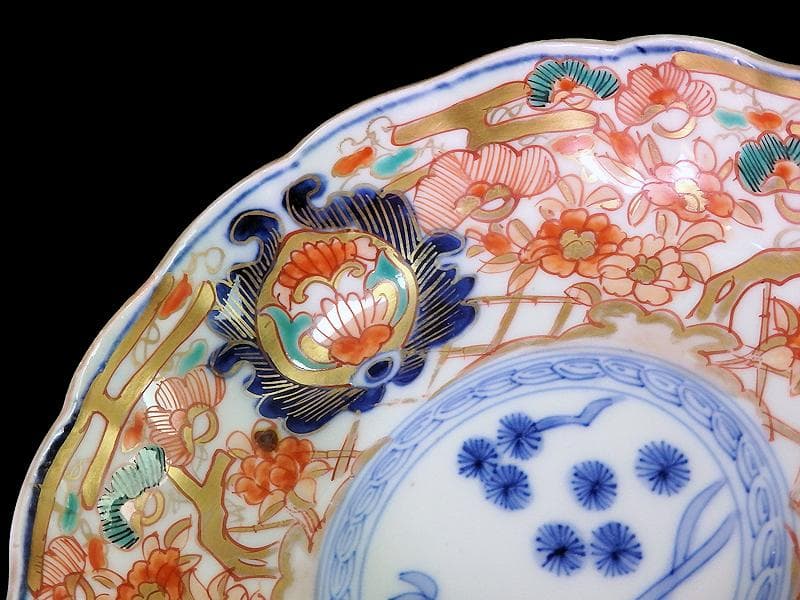 古伊万里　金襴手　松竹に牡丹の図　膾皿 ２客　E939AS-CQr