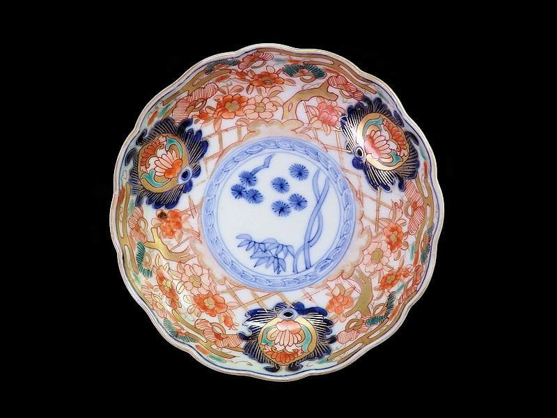 古伊万里　金襴手　松竹に牡丹の図　膾皿 ２客　E939AS-CQr