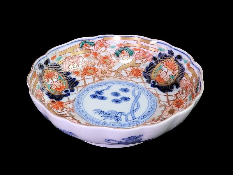 古伊万里　金襴手　松竹に牡丹の図　膾皿 ２客　E939AS-CQr