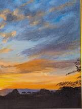 【真作】絵画　井田益嗣　油彩4号　帰りの道　夕日の光を描く静謐な一作　X120