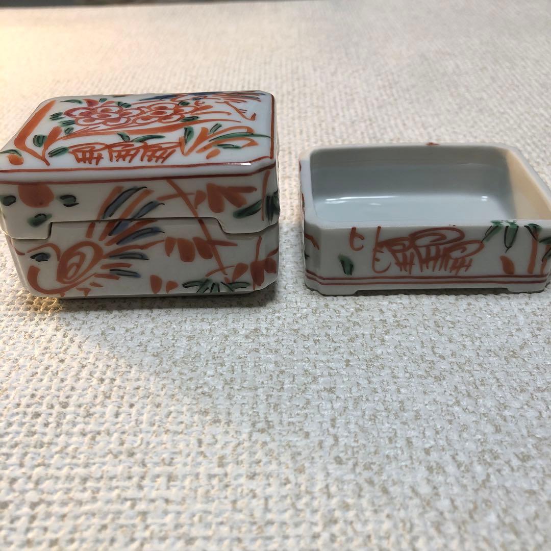 赤絵巾合　龍岳造　茶巾入れ　煎茶　茶道具