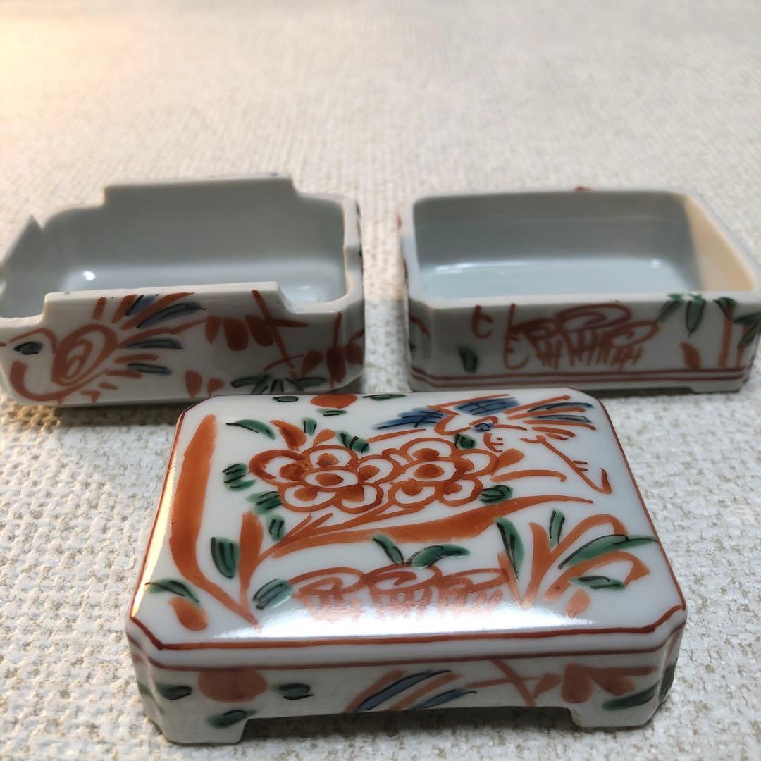 赤絵巾合　龍岳造　茶巾入れ　煎茶　茶道具