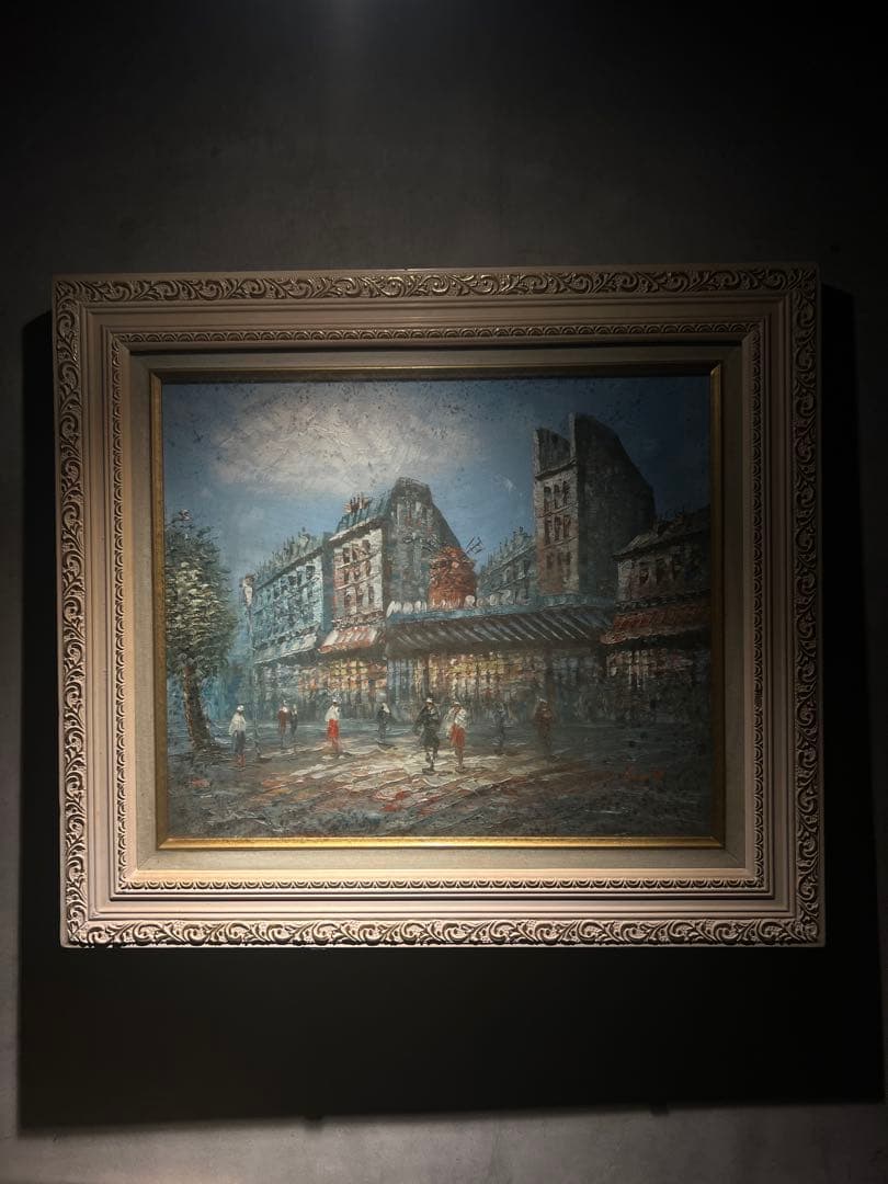 厚油彩画 【長閑なパリの風景】肉筆画　直筆サインあり