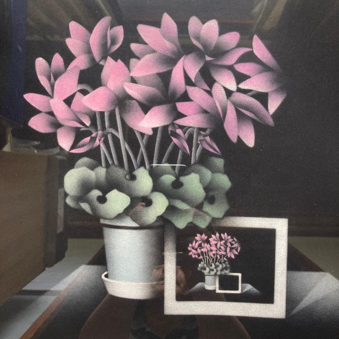 マリオアバチ「ボネッリのシクラメン」カラーメゾチント額49×57絵29×37cm