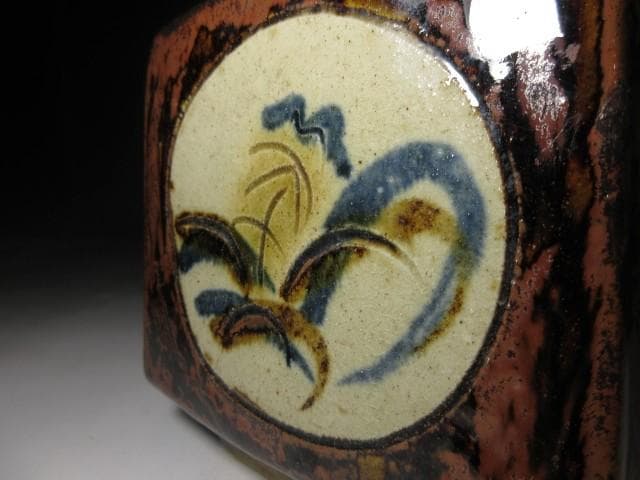 バーナード・リーチ B L 偏壷／共箱／Bernard Howell Leach