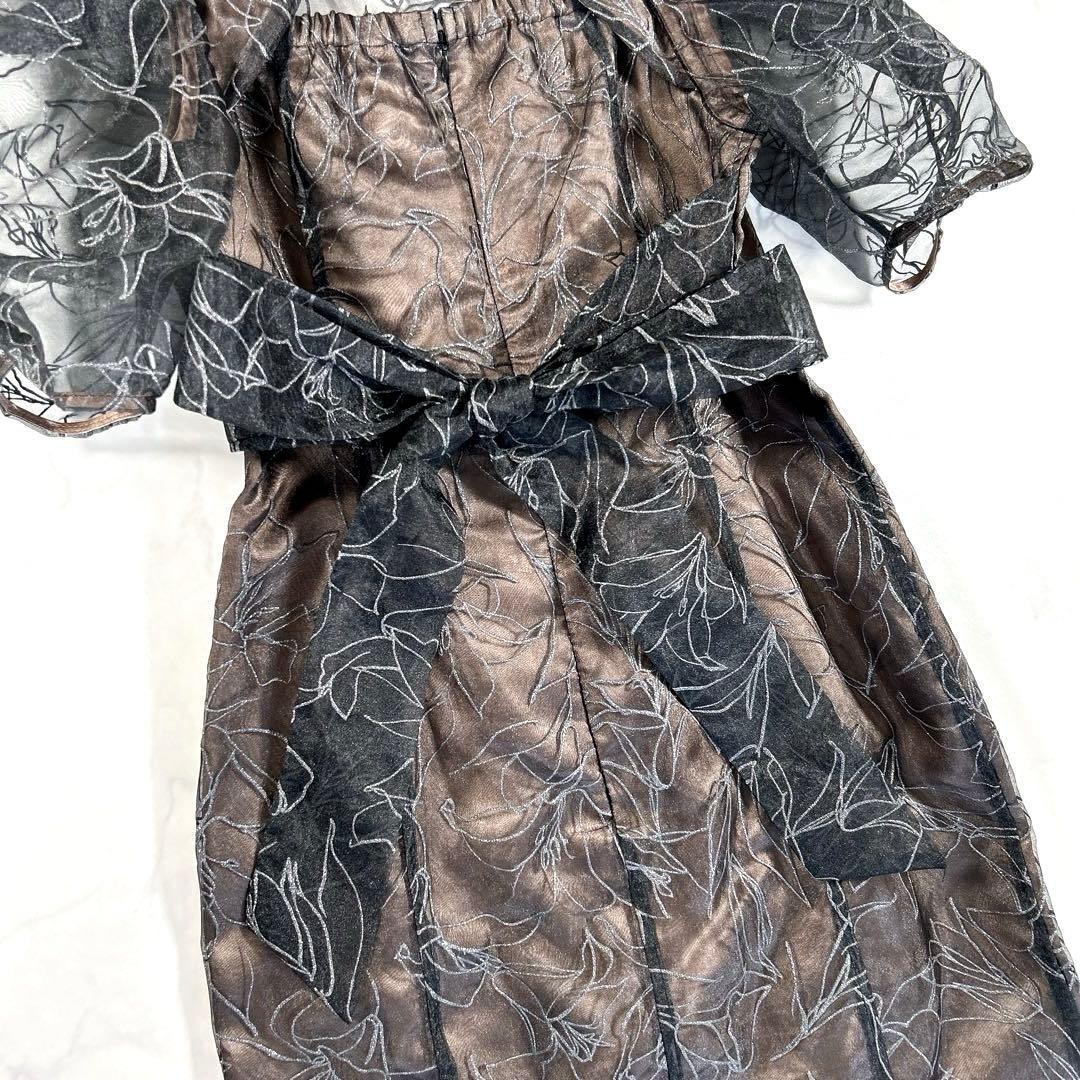 LILY BROWN　エンボスオーガンジーLilyグリッタードレス　ブラック　0