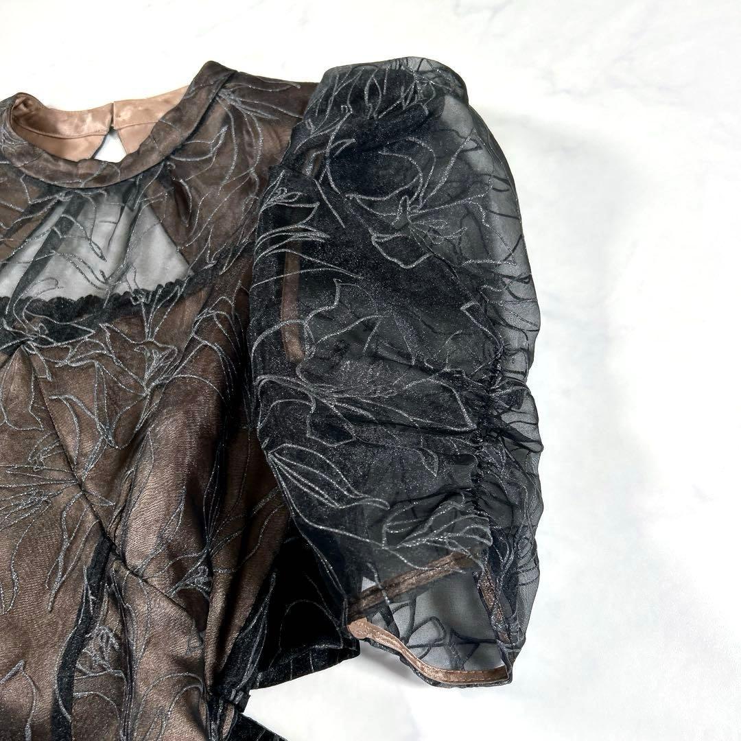 LILY BROWN　エンボスオーガンジーLilyグリッタードレス　ブラック　0