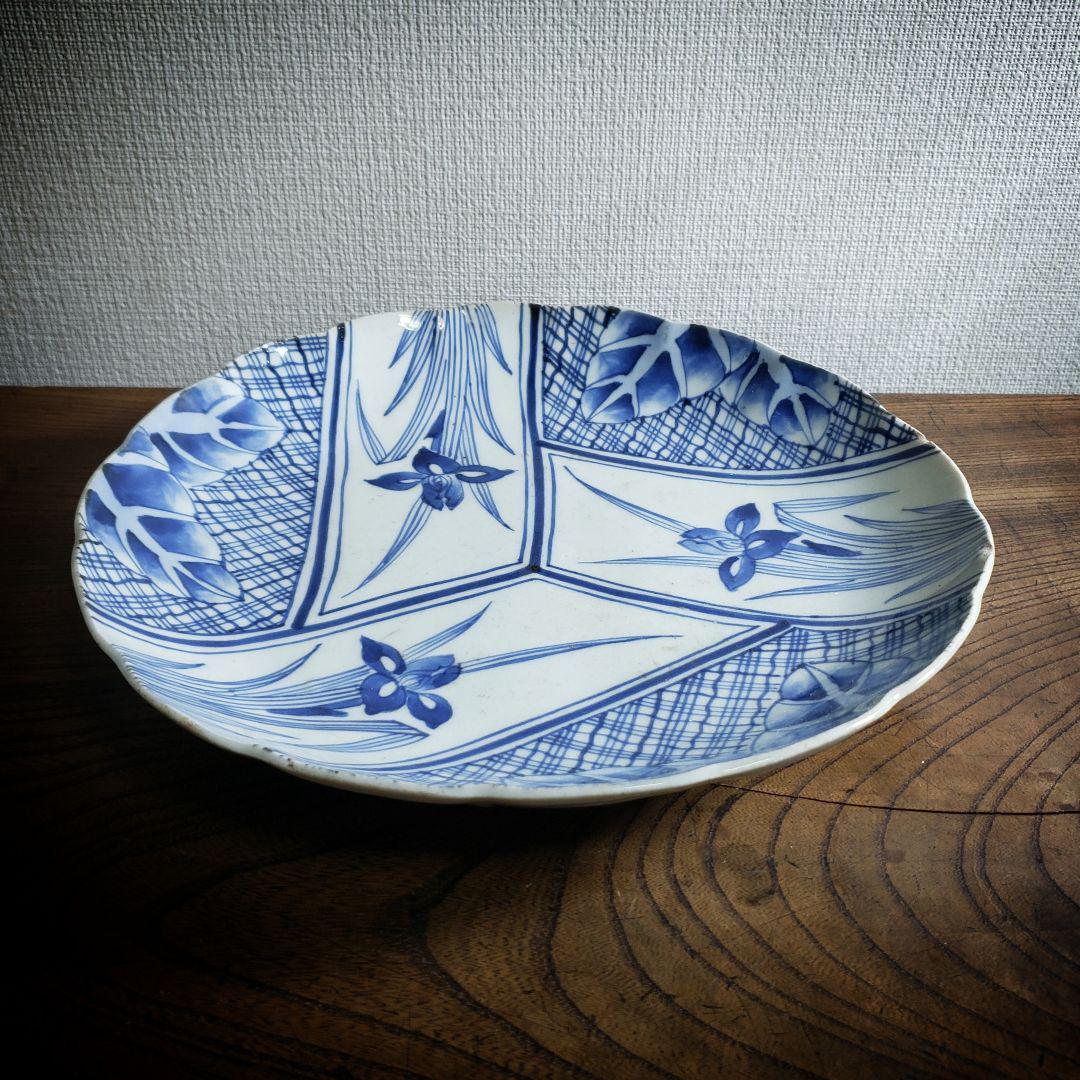 古伊万里 皿 かきつばた 燕子花 杜若 アヤメ アイリス 水仙 江戸 訳あり