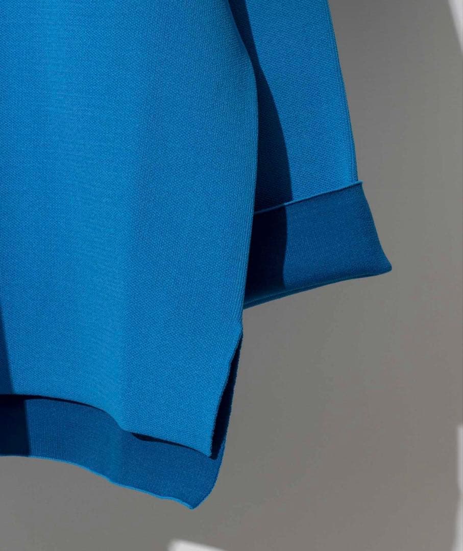 ダブルフェイスハーフジッププライムオーバーニットポロシャツ