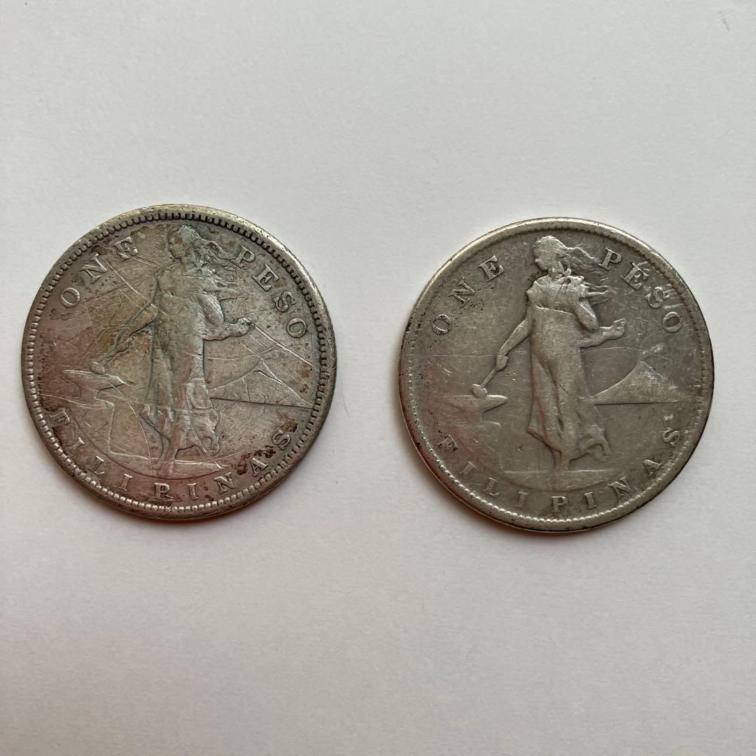 【軽部剛さま専用】1908年 フィリピン 1ペソ 通貨 2枚セット