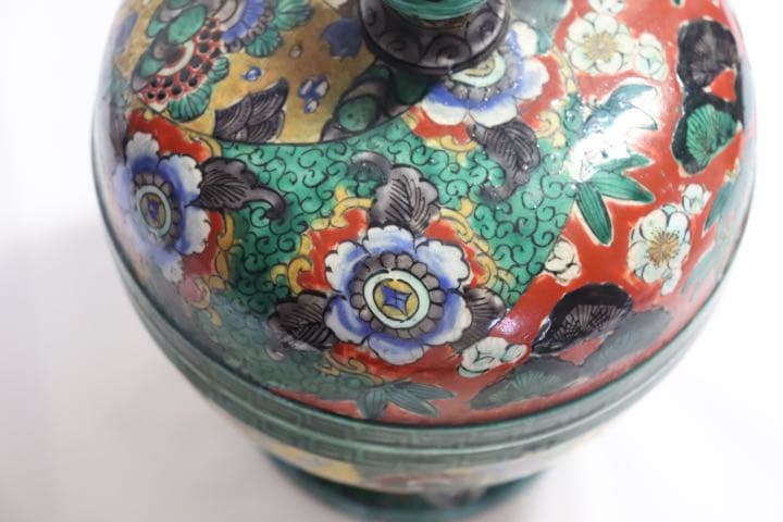 江戸後期　古九谷焼　蓋付菓子器　アンティーク0923