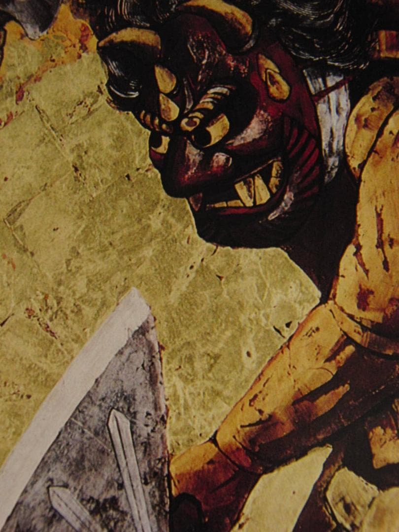 大森運夫、「山の夜神楽」、希少な画集の額装画、オーダーマット付・日本製新品額入り