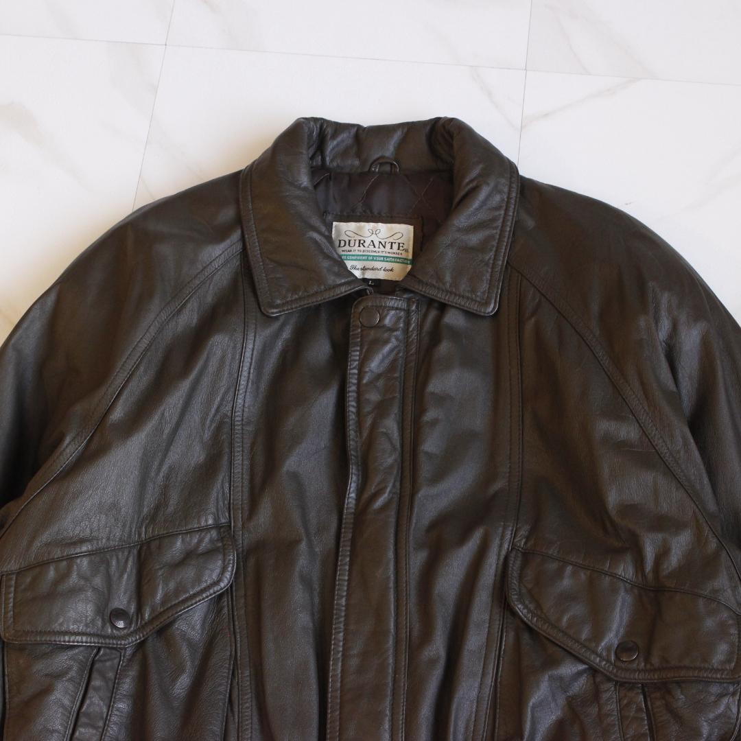 DURANTE A-2 中綿 レザージャケット Lサイズ ブラウン 牛革