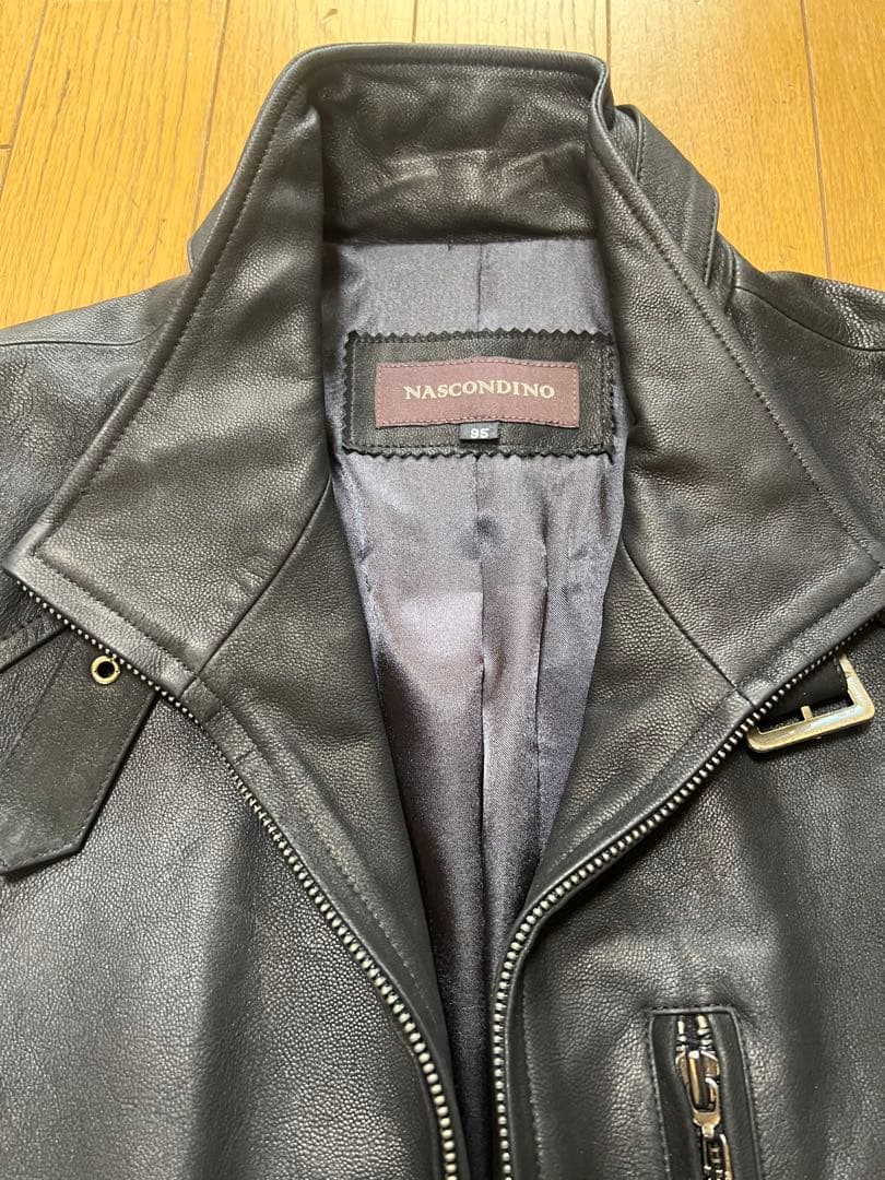 メンズ革コート　ショートシングルコート　鹿革　イタリア革