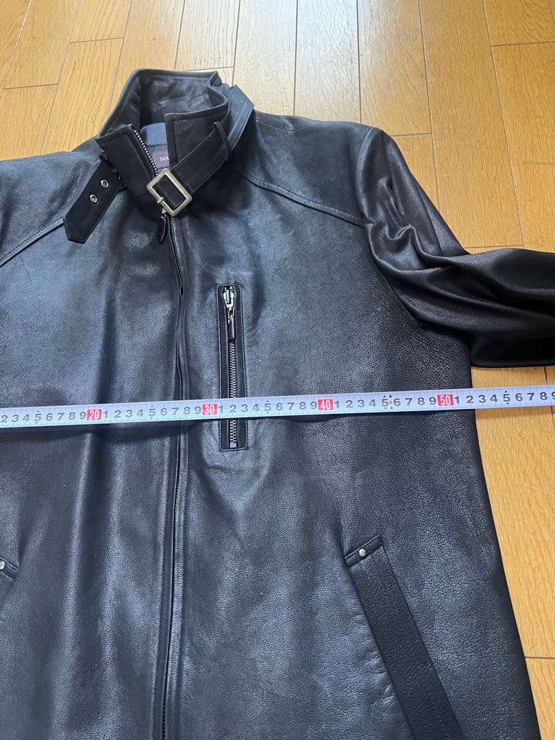 メンズ革コート　ショートシングルコート　鹿革　イタリア革