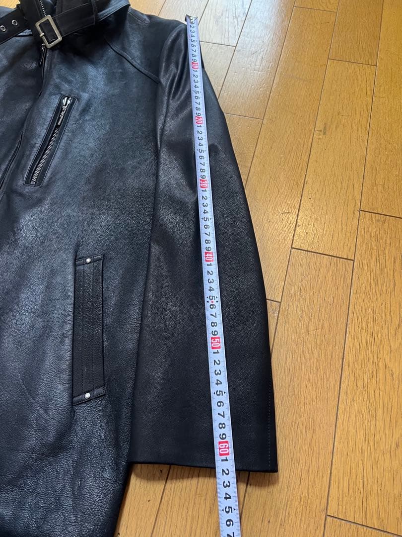 メンズ革コート　ショートシングルコート　鹿革　イタリア革