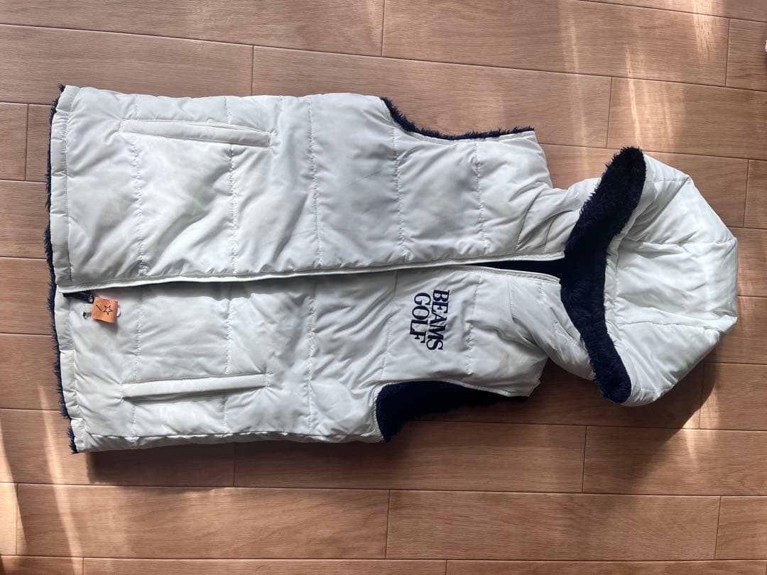 Beams Golf フリースベスト ネイビー　ホワイト Ｍ